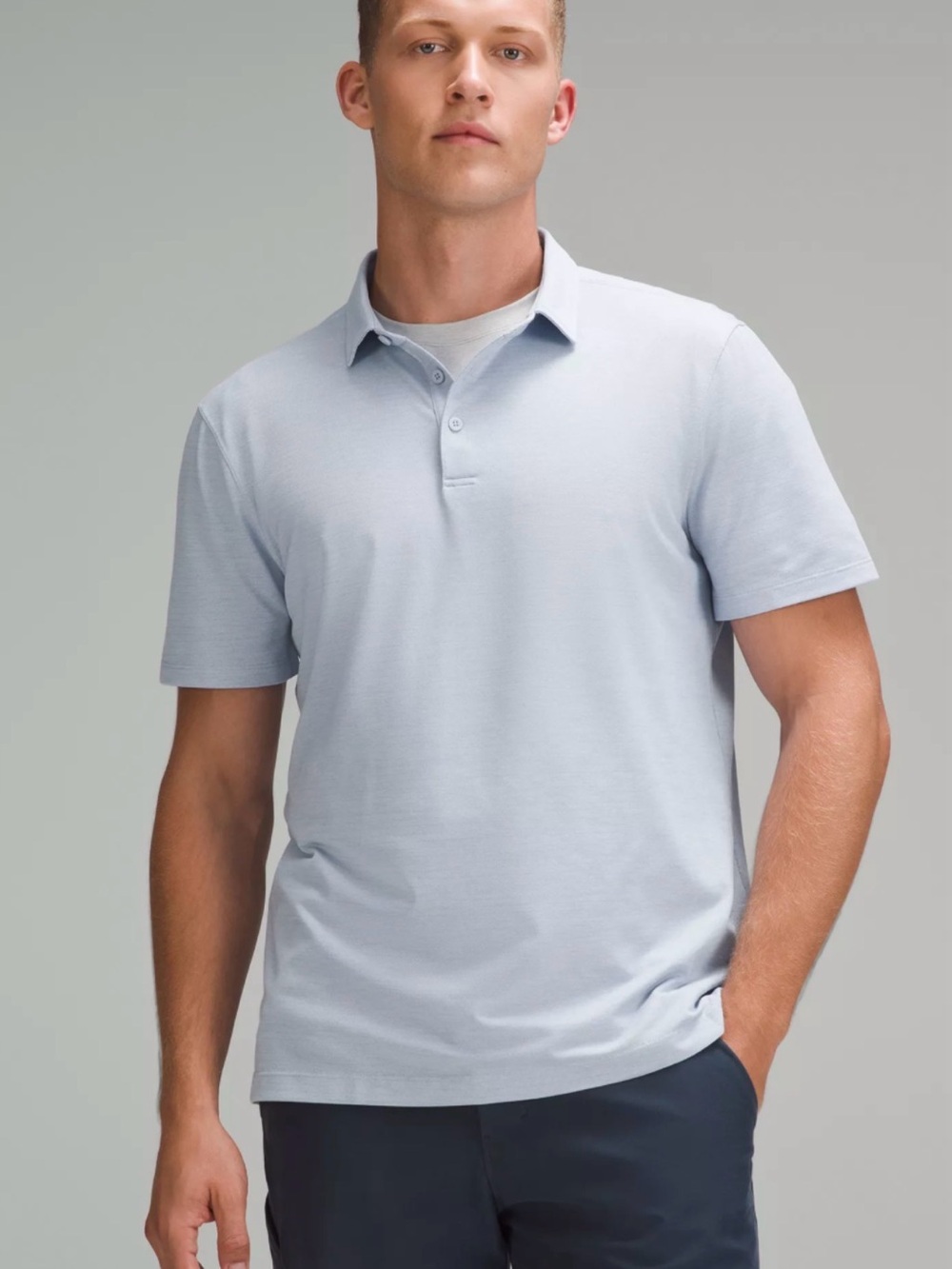 EUC lululemon athletica Men's Pale Blue Performance Polo